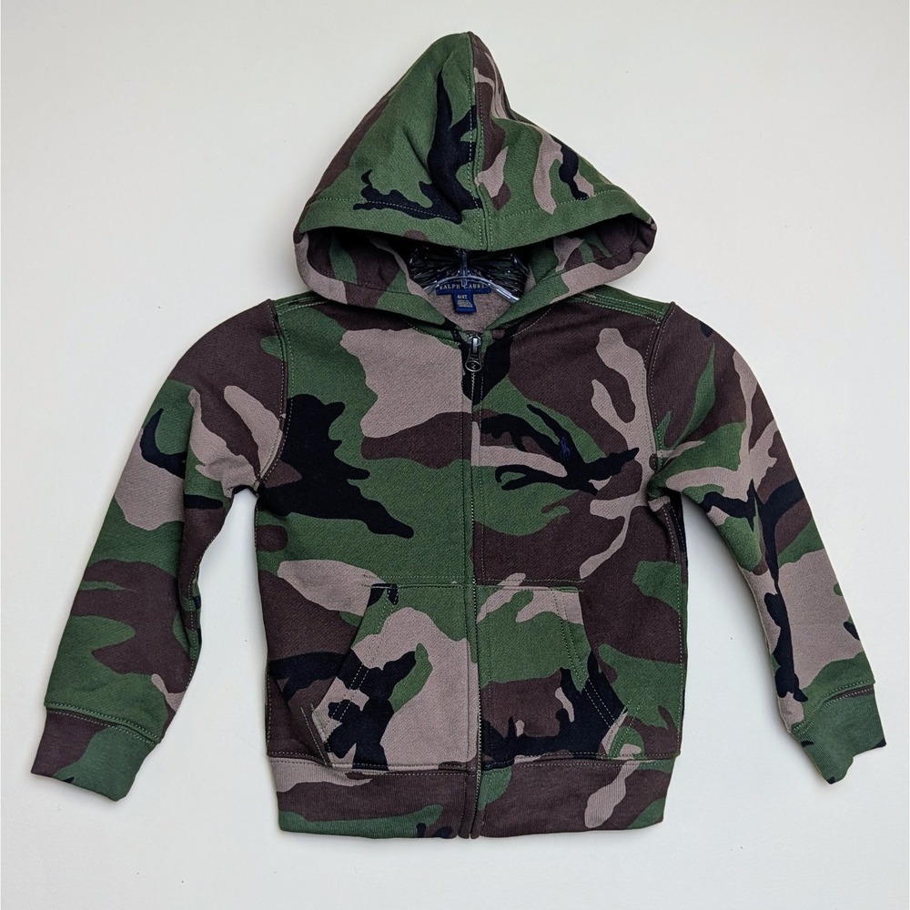 Polo Ralph Lauren Full‎ Zip Hoodie Pony Camo Toddler Boys Size 4T